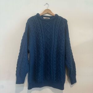 Vintage Sweaters of Ireland Mens Blue Fishermens Sweater Size XL Made in Ireland